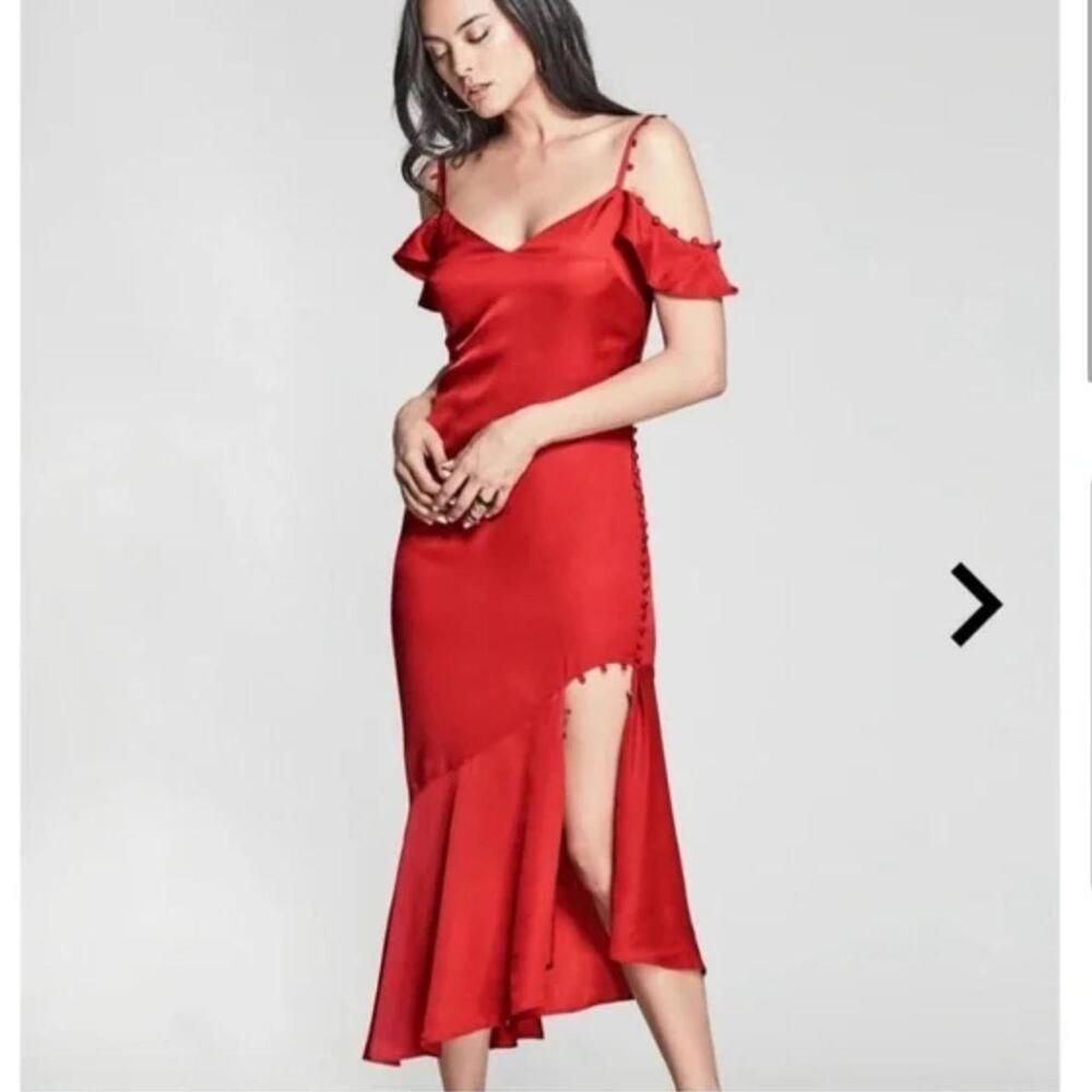 Red mini dress with ruffles